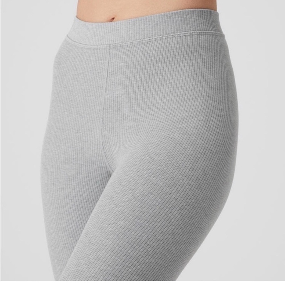 Alo Gray High-Waisted ribbed 7/8 Leggings - Picture 2 of 6